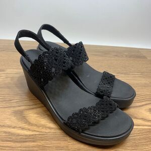 Cali from Skechers Women's Size 9 Black Wedge Sandals Vegan Sassy Days 119147